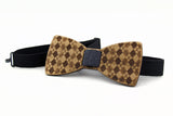 Argyle Wooden Bow Tie