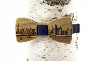 Chicago Skyline Wooden Bow Tie