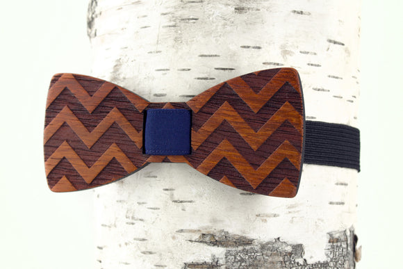 Chevron Wooden Bow Tie