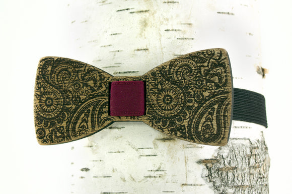 Paisley Wooden Bow Tie