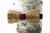 Twin Cities Skyline Wooden Bow Tie